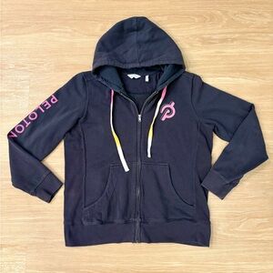 Peloton Zip Up Hoodie XL Charcoal Gray Logo Athletic Sweatshirt Official Pink